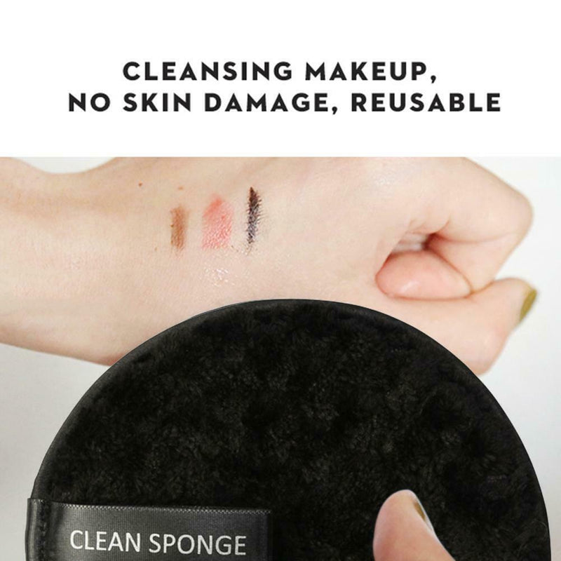 Fiber Makeup Remover Pad Reusable Face Cleaning Sponge Cosmetic Puff (Black A
