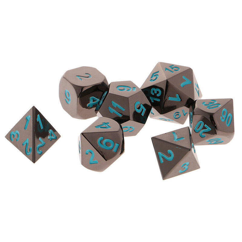 Set D4 D6 D8 D10 D12 D20 Dice Polyhedral for TRPG DND Role Playing 7Pcs Blue