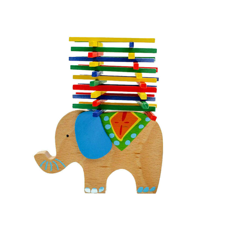 Baby Wooden Toys Educational Elephant Balancing Blocks Wood Balance Beam Game