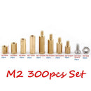 300X Brass M2 Hex Column Standoff Support Spacer Screw Nut Assortment Kit Y9S5