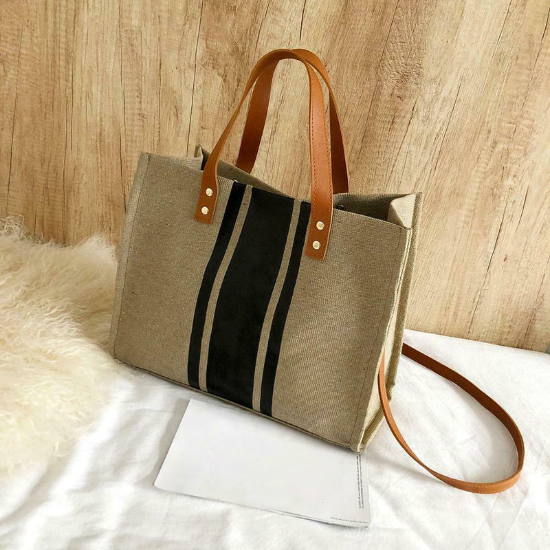 Canvas Women Shoulder Crossbody Bag Shopping Large Capacity Handbag (1)  A