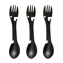 3pcs 5 in 1 Outdoor Spork Stainless Steel Spoon Fork Bottle Can Opener Tool