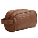 Brown Waterproof Toiletry PU Bags Leather Travel Cosmetic Bag Organizer Wom