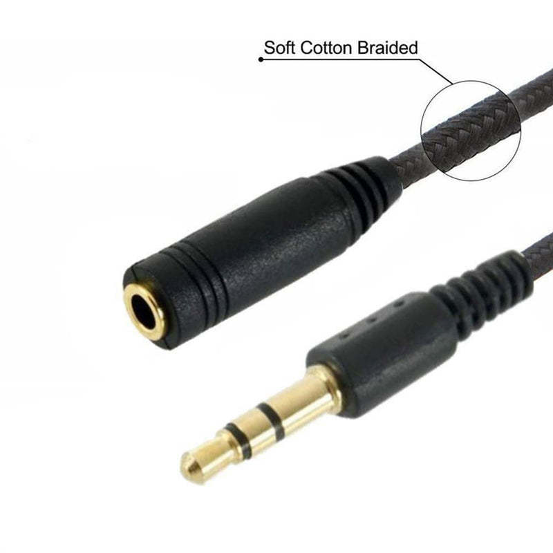 1.5M AUX Male to Male Cable Audio 3.5mm Headphone Stereo Extension Cord Black