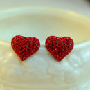 Crystal Red Heart Stud Earrings Jewellery for Women Fashion Wedding Earrings