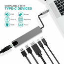 6 in 1 USB C Hub Multiport Adapter with 4K HDMI 2 USB 3.0 RJ45 PD charging port