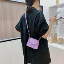 Women Mini Totes PU Solid Shoulder Money Bag Messenger Handbags (Purple)