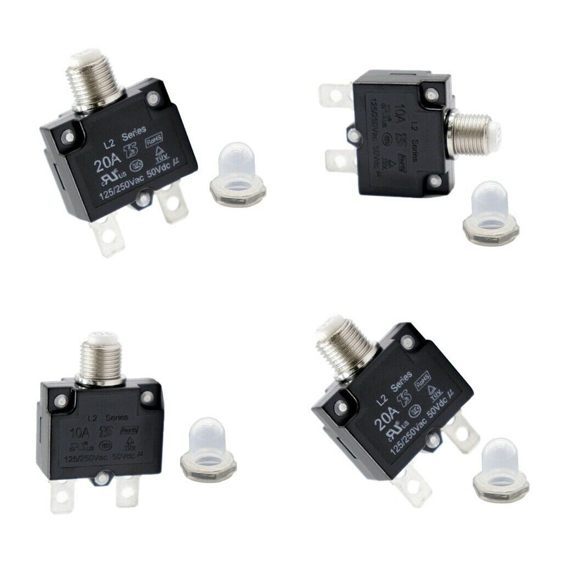 4Pcs 10A+20A 125/250V AC 50V DC Circuit Breaker Manual Overload Switch