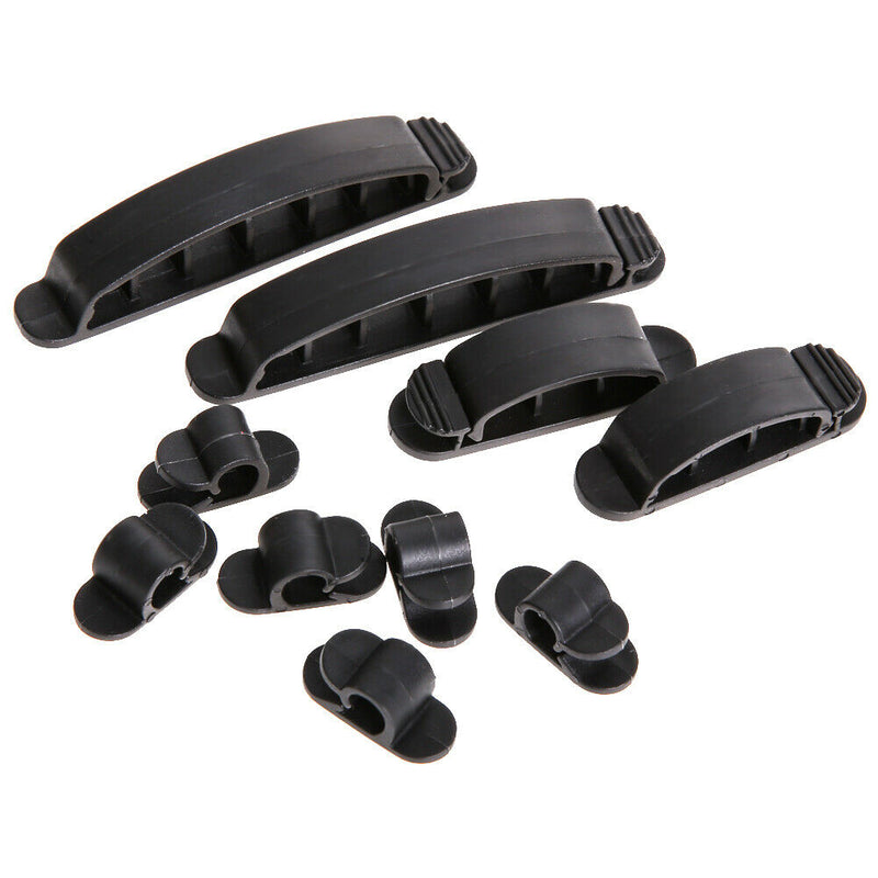 10Pcs Cable Cord Wire Line Organizer Plastic Clips Ties Fixer Holder Black