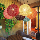 2 Pcs Dia.20cm Rattan Wicker Woven Ball Globe Shape Pendant Lampshade Hanging
