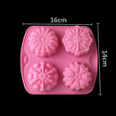 4 Cavity Flower Silicone Soap Mold Cake Decor Candy Chocolate Cookie Baking M Cy