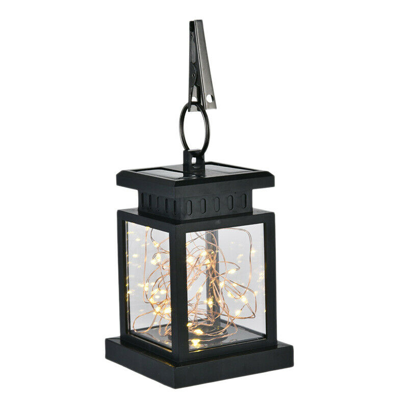 Outdoor Garden Solar Powered Hanging LED String Lights Flickering Candle La