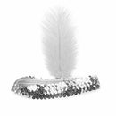 Sequin White Feather Elastic Headband Jewelry Accessory Fancy Costume I3G6