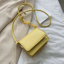 Leather Women Messenger Bag Mini Square Shoulder Satchel Handbags (Yellow)