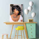 Fashion Short Curly Hair Wig Oblique Bangs Loose Hair Cover Women Hairpiece