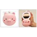 Pig Mini Makeup Mirror Cooling Fan LED Light Handheld General Purpose USB