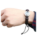 Tai Chi Yin and Yang Graph PU Leather Bracelet Deep Woven Brown