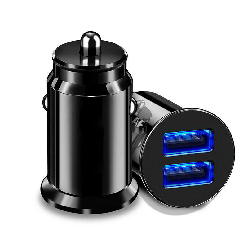Mini 3.4A Fast Car Charger QC3.0 Certified Quick Charge Dual USB Port Black