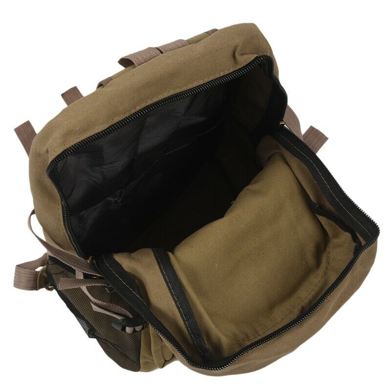male Retro Leisure tourism canvas backpack Khaki P4Y6