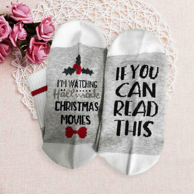 Print Men Women Christmas Combed Cotton Breathable Long Socks (White) A
