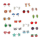 20 Pairs Cute Assorted Multiple Shapes Stud Earrings for Women Earrings Set