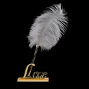 Wedding Decoraitons Retro Style White Feather Signing Pen with Love Holder