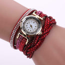 New Fashion Luxury Rhinestone Bracelet Watch Women Quartz Watch Red