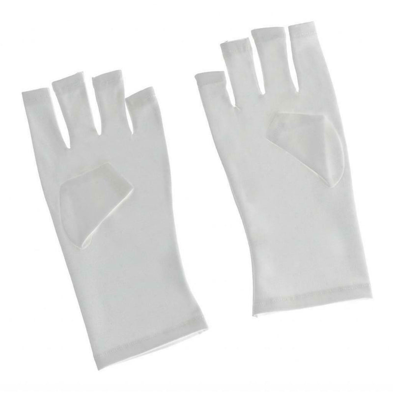 Fabric Anti UV Fingerless UV Protection Gloves For Nail  Drying Lamp White