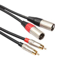 Dual XLR Male to Dual RCA Male Patch Cable - 2-XLRM to 2-RCA Audio Cord 1.8M
