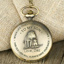 The Lion King To My Son Design Boy Quartz Pocket Watch Pendant Necklace Gifts