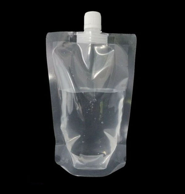 1PC 500ml clear spout stand up bag liquid juice flask pouch bags with cap B Gw