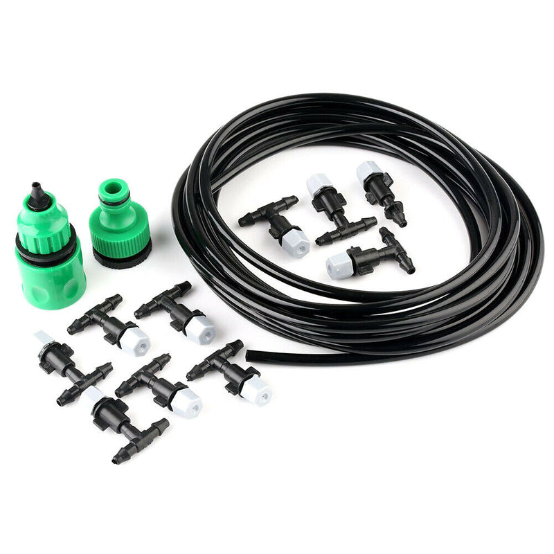 5M Outdoor Garden Misting Cooling System 10 Plastic Mist Nozzle Sprinkler