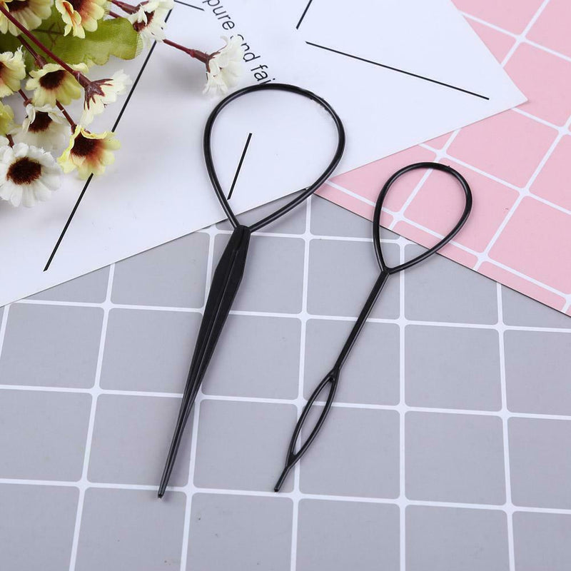 4pcs Hair Styling Tools Ponytail Braider Hair Bun Maker Plastic Loop (2) A