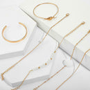 6pcs Retro Shell Flower Bracelet Slice Bangles Women Jewelry Gift (Style 5)