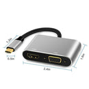 Premium 2in1 USB Type C Hub 4K HDMI & VGA Port Display Adapter Splitter Box