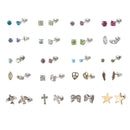 20 Pairs Assorted Cute Crystal Ear Stud Earrings Simple Cross Animal Stars