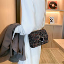 Retro Women Woolen Messenger Bag Flap Clutch Shoulder Handbag (Multicolor) A