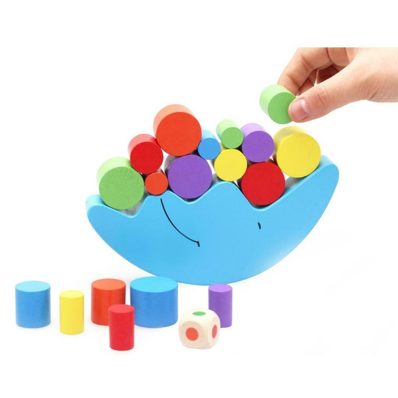 Kids Wood Moon Balance Game Toys Colorful Building Blocks Educational Toys