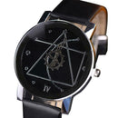 New Fashion Top Compass Hands Leather Band Analog Quartz Wristwatch
