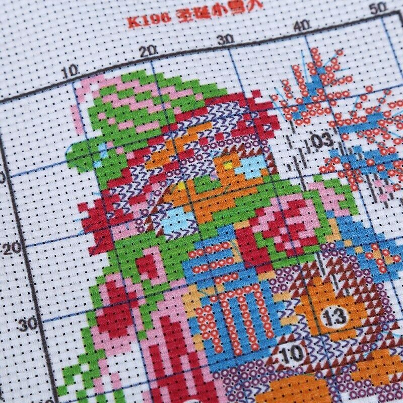 1 set Printed Christmas snowman 11 CT DIY needle and thread Cross Stitch we N8T4