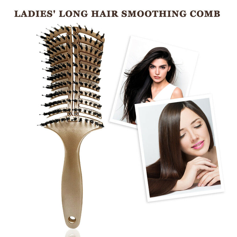 Hair Scalp Massager Straight Comb Brush Hairdressing Tools (Champagne) A