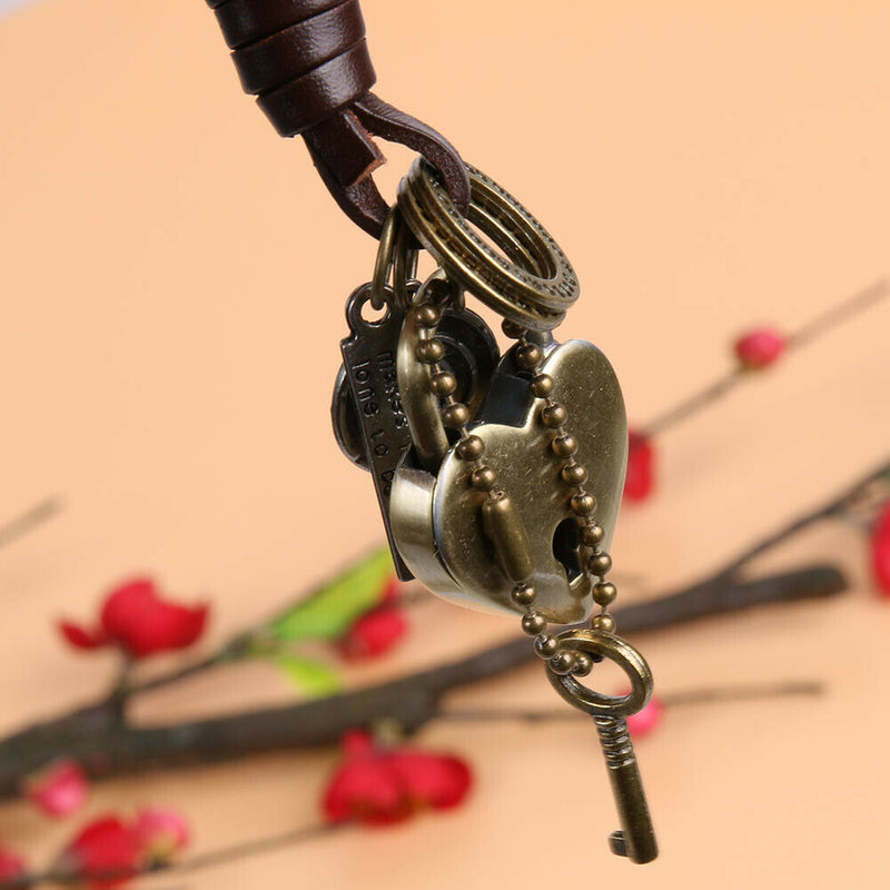 Men Love Heart Lock Charms Keychain Key Chain Ring Holder Pendant Jewelry A