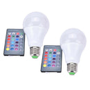 2PCS 5W Remote Control RGB Bulb Lamp, White Light, 10W, Suitable For