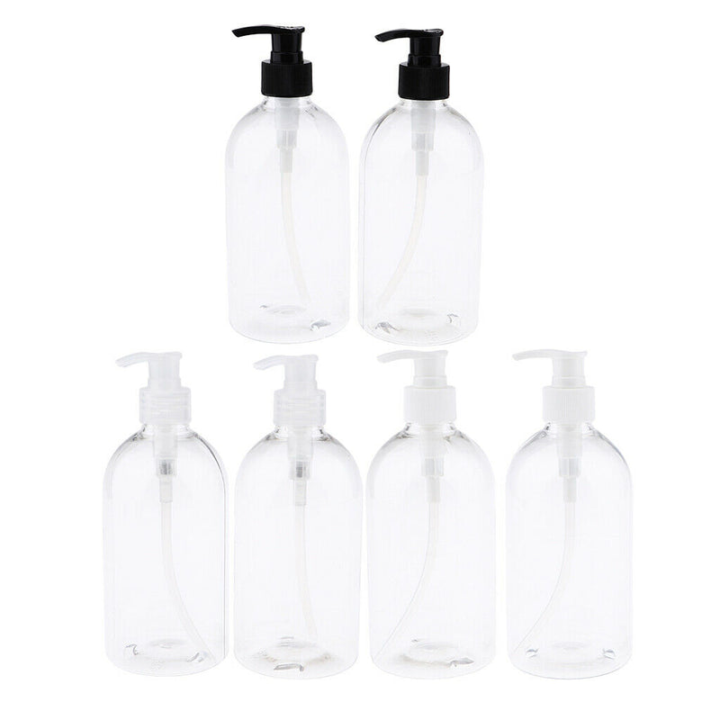 2x 500ml Plastic Pump Bottle Lotion Shampoo Liquid Travel Containers Refillable