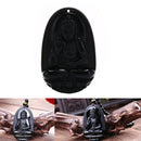 black natural a obsidian carved buddha pendant necklace rope men women gift FU