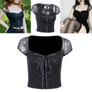 Gothic T-Shirt Streewear Lace Shirt Tight Blouse Crop Top Party Sweatshirt