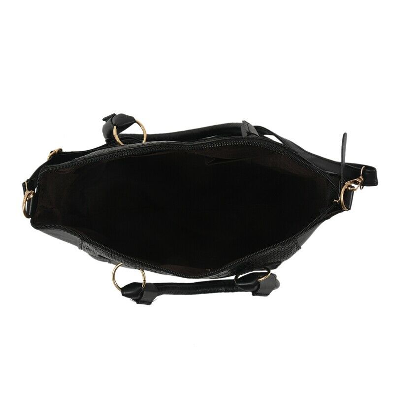 Women's Shoulder Bag in imitation leather Satchel Cross Body Tote Bag (Blac D2S3
