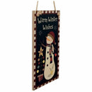 Warm Winter Wishes Snowman Hanging Board Wooden Rectangle Hanging Wall Sign Y5O1