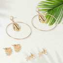 3 Pairs Shell Seastar Ear Stud Round Circle Earrings Wedding Jewelry Gift A