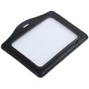 Faux Leather Horizontal Name Tag ID Work Badge Card Holder 10pcs Black A5Z8